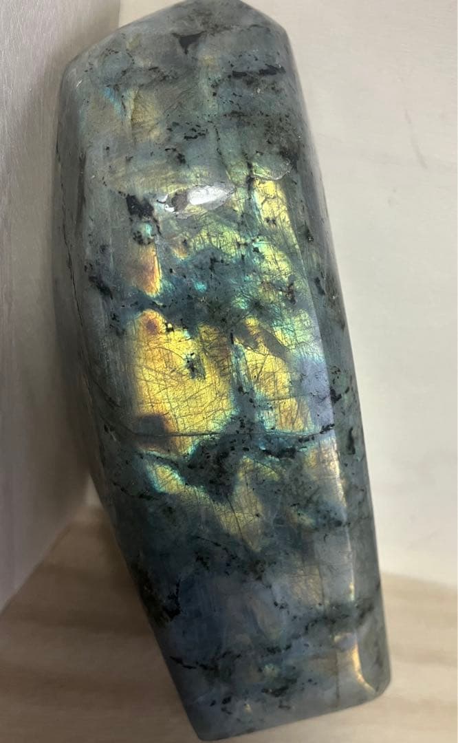 ラブラドライト　置き物　天然石　黄色オレンジ　原石　高品質