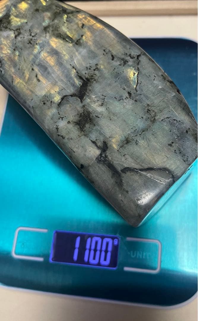 ラブラドライト　置き物　天然石　黄色オレンジ　原石　高品質