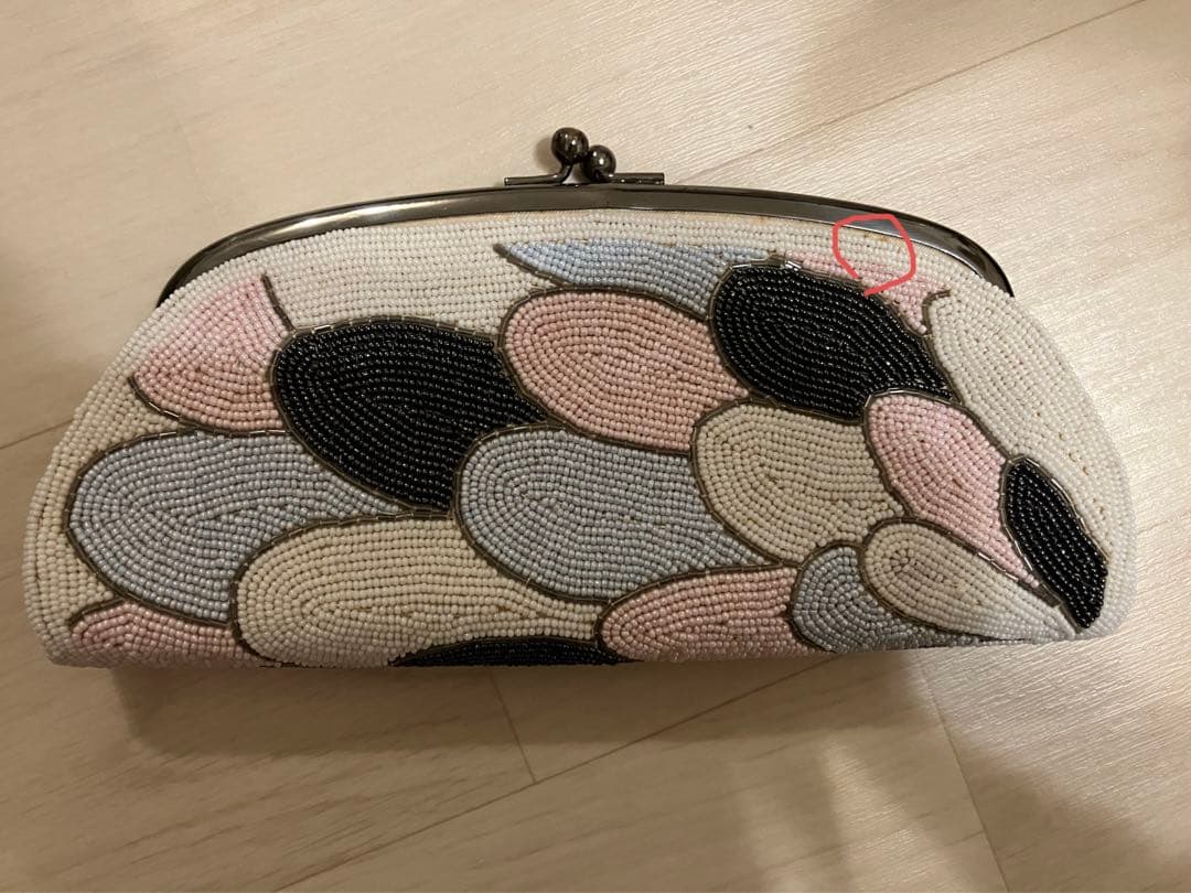 【昭和レトロ✨ハンドメイド】がま口ビーズクラッチバッグ