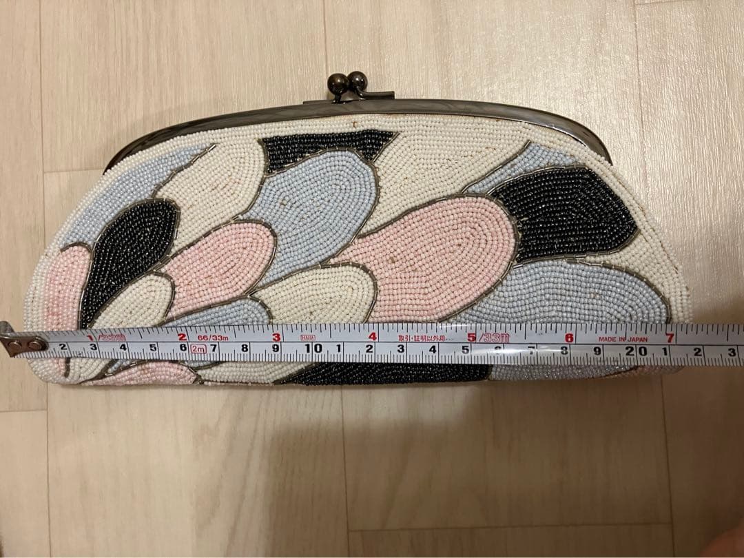 【昭和レトロ✨ハンドメイド】がま口ビーズクラッチバッグ