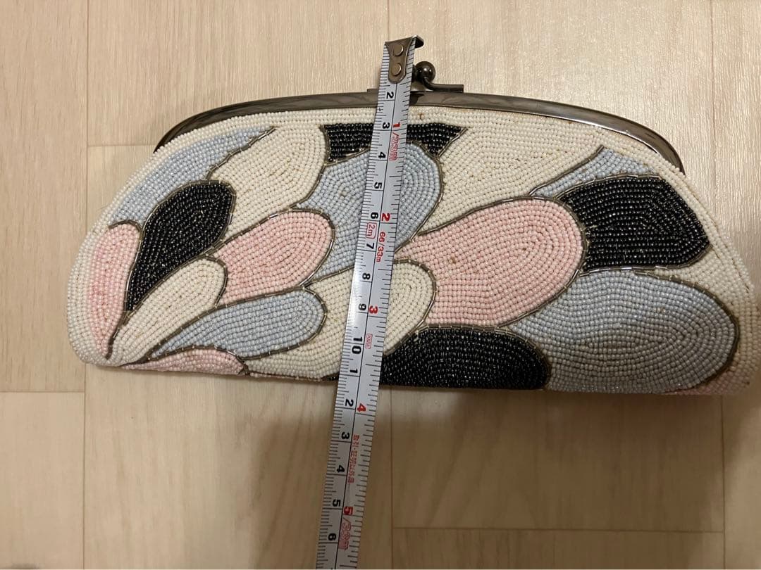 【昭和レトロ✨ハンドメイド】がま口ビーズクラッチバッグ