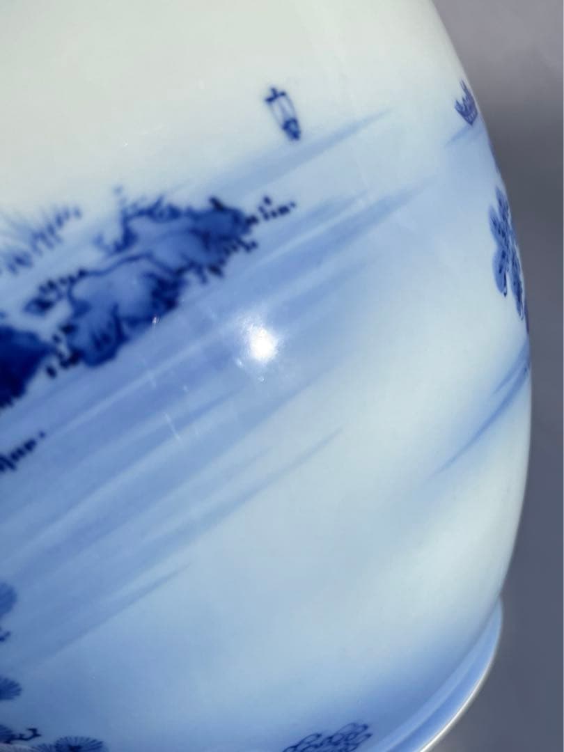 オールド深川　染付山水　花瓶　7号　中古品