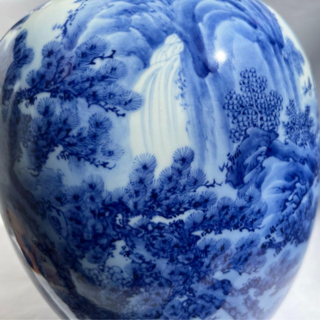 オールド深川　染付山水　花瓶　7号　中古品