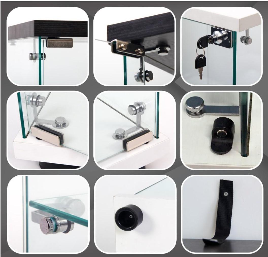 《値下げ》【新品未使用】ガラスコレクションケース｜背面ミラー仕様｜4段ワイド黒