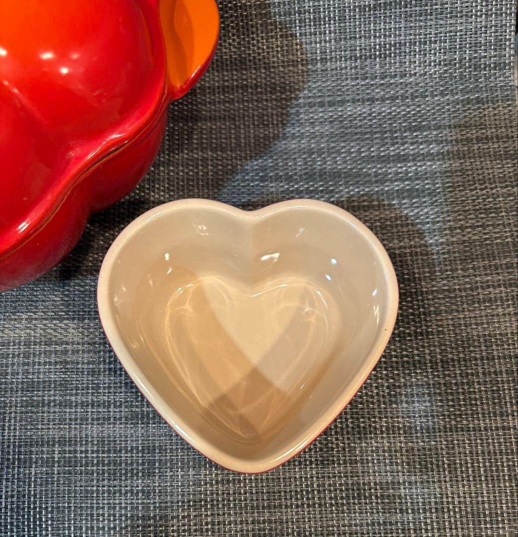 ル・クルーゼ パンプキン型 ホーロー鍋 オレンジ +ココット付き ※説明書あり