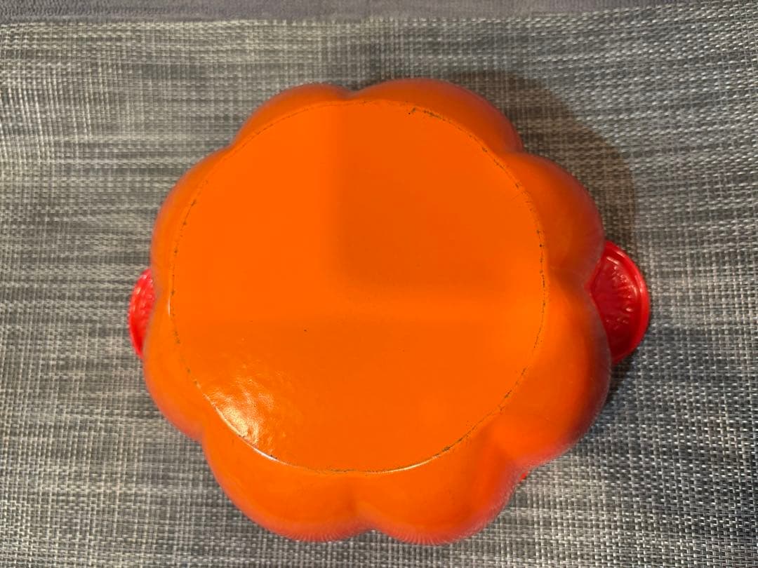 ル・クルーゼ パンプキン型 ホーロー鍋 オレンジ +ココット付き ※説明書あり