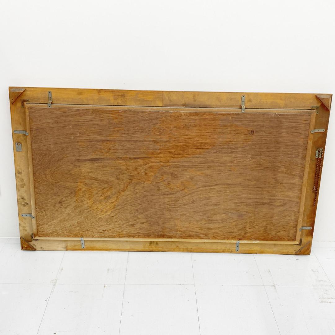 宝石画 貴石画 孔雀 大型 約78×141cm 額装 インテリア 美術品