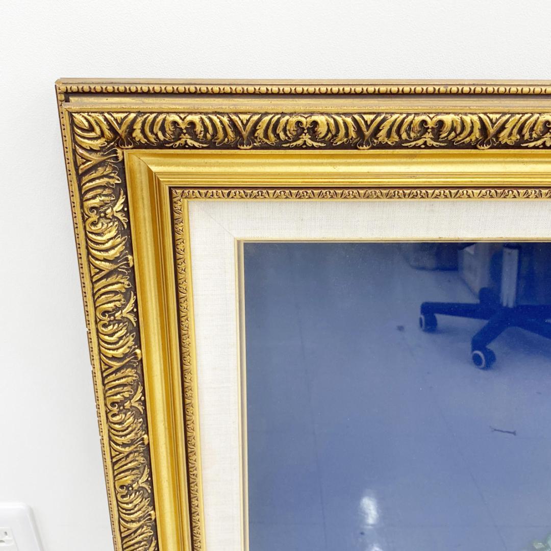 宝石画 貴石画 孔雀 大型 約78×141cm 額装 インテリア 美術品