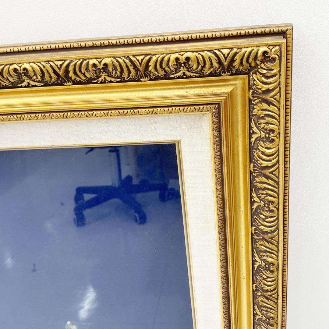 宝石画 貴石画 孔雀 大型 約78×141cm 額装 インテリア 美術品