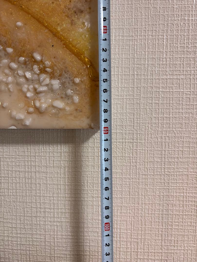 抽象画 ベージュ 青 金色