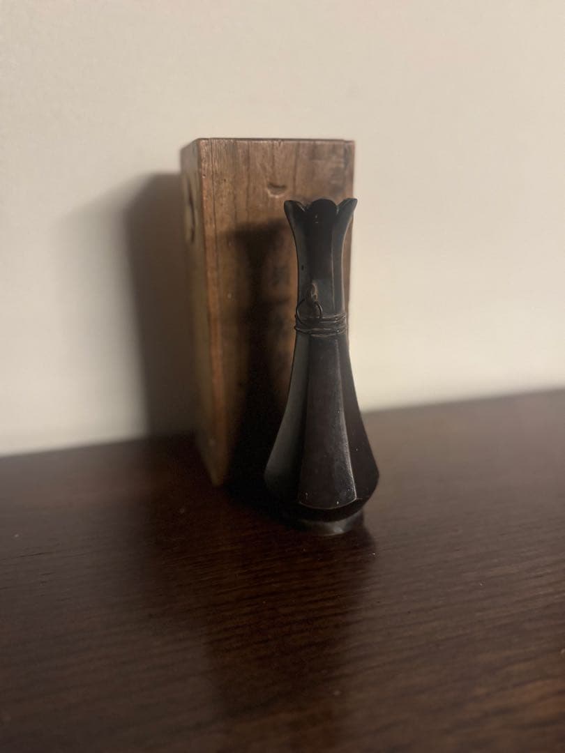 室町時代古美術　花器　古銅一輪挿し　木箱付き