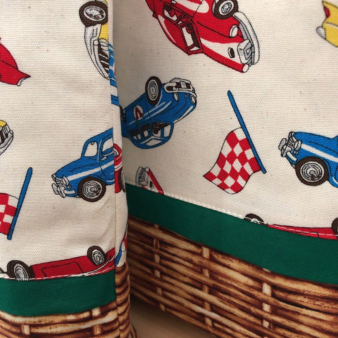 ハンドメイド　車柄　レッスンバッグ