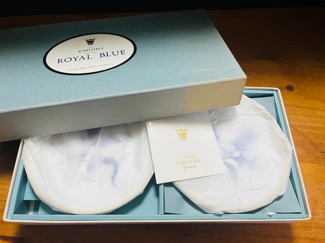 【未使用】深川製磁 KIMIJIMA 君島 ロイヤルブルー 百合 取り皿　金縁