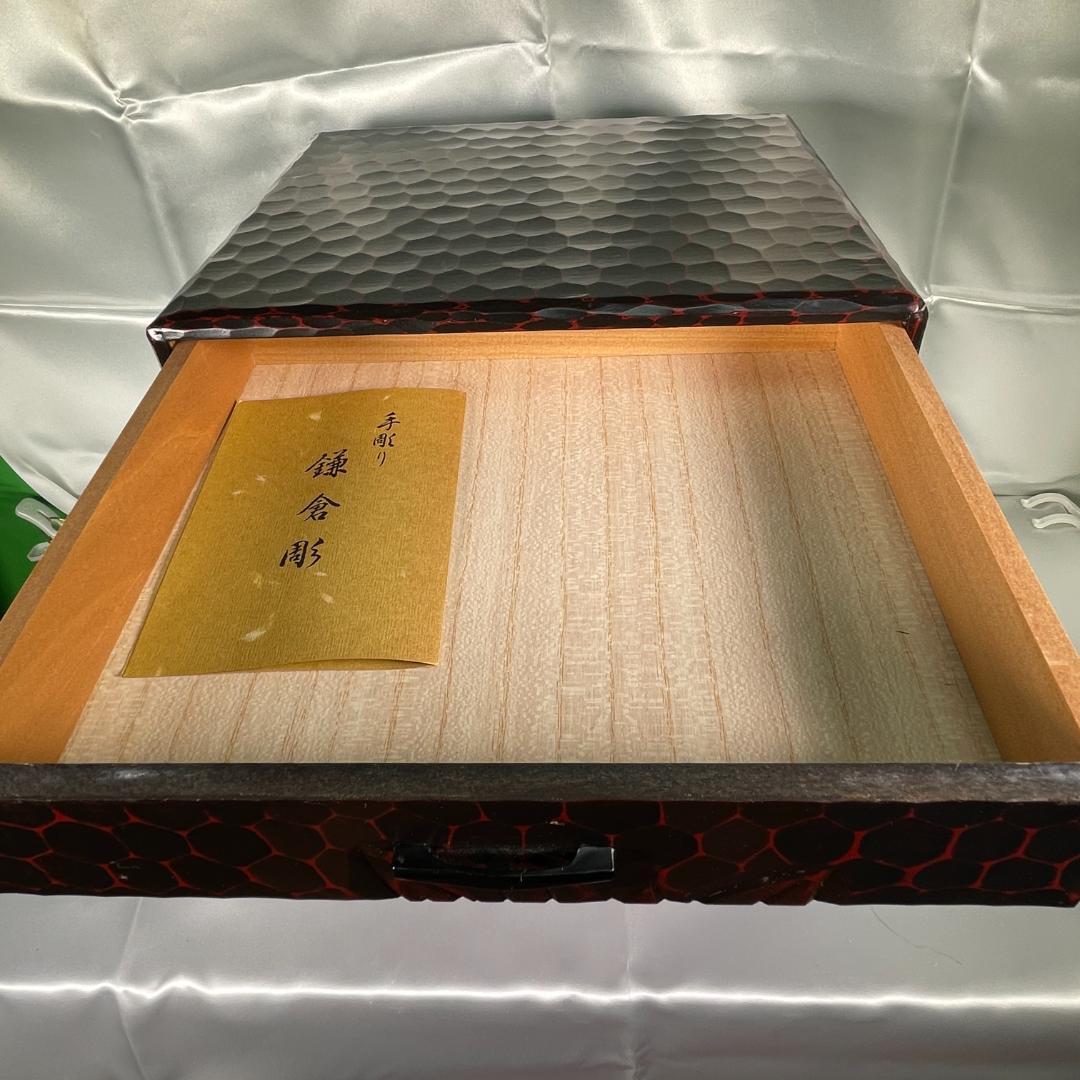 鎌倉彫 昭和レトロ 収納棚 引出し 5段 箪笥 小物入れ 当時物 小物収納 漆器