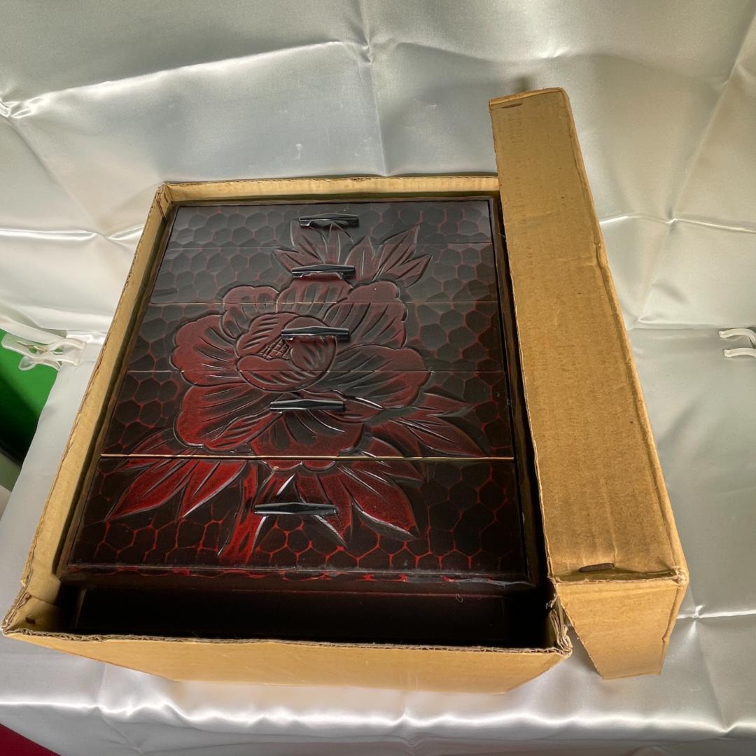 鎌倉彫 昭和レトロ 収納棚 引出し 5段 箪笥 小物入れ 当時物 小物収納 漆器