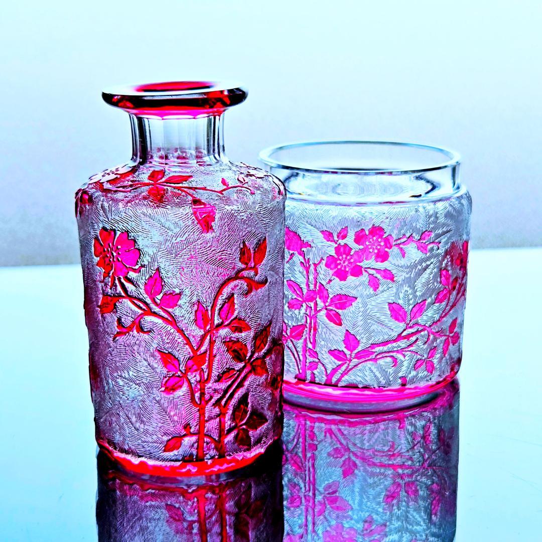 花のオールドバカラ エグランチエの香水瓶#20【1916年カタログ】ピンク