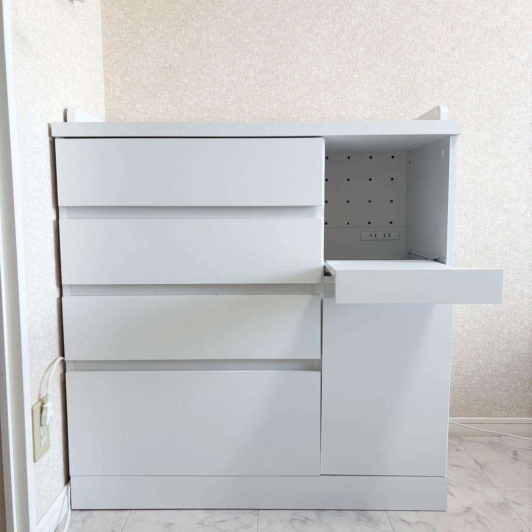 【LOWYA キッチンキャビネット】ホワイト