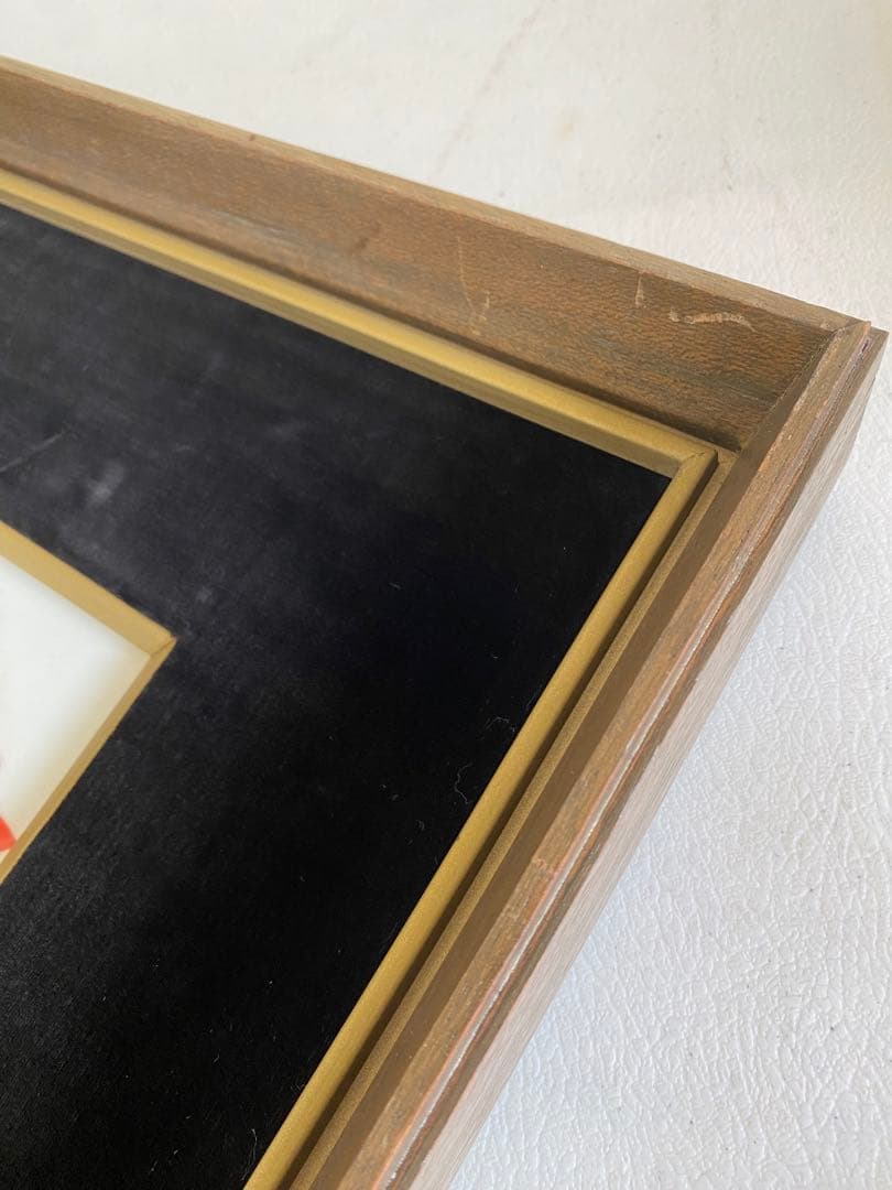 Noritake ノリタケ　陶器製額絵　赤いバラの絵画　木製フレーム