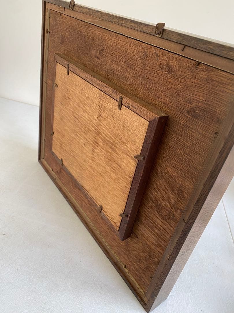 Noritake ノリタケ　陶器製額絵　赤いバラの絵画　木製フレーム