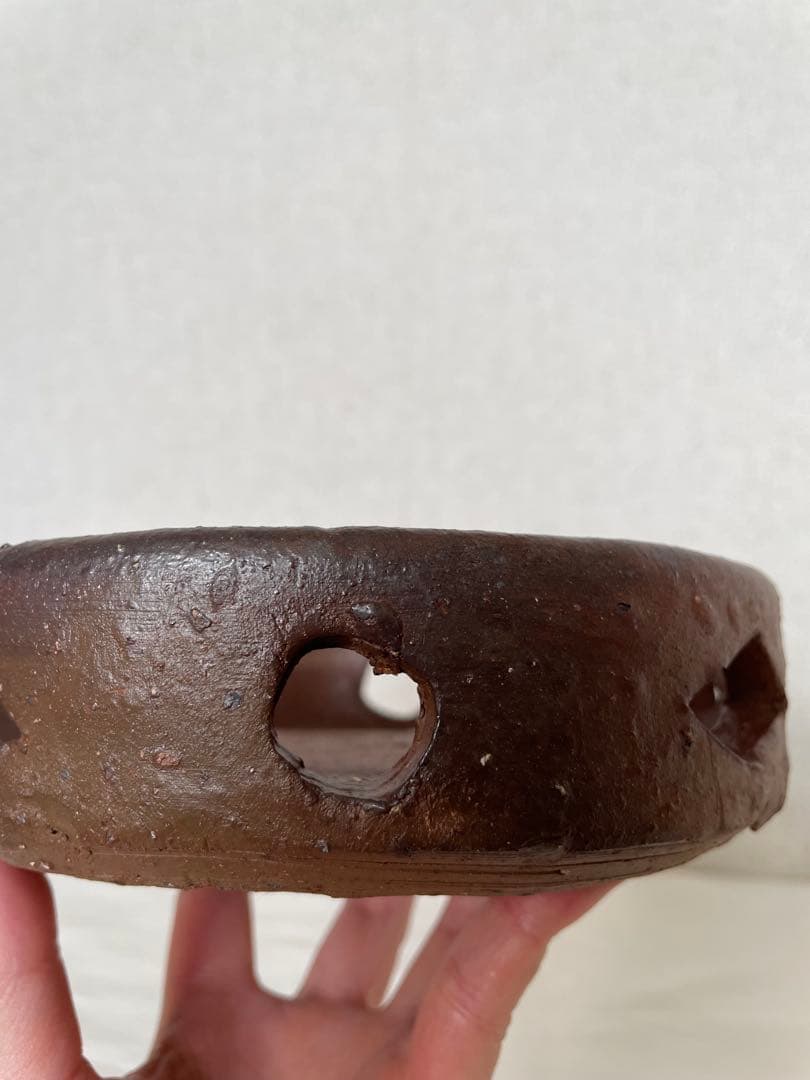 國吉清尚 作　焼締　透かし鉢　A