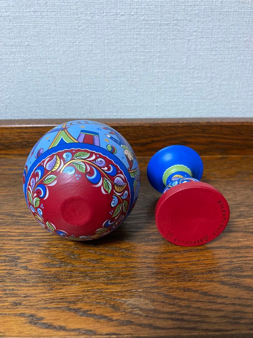 ロシア雑貨☆エッグオーナメント ロシアのサーカスH18cmオリガ作マトリョーシカ