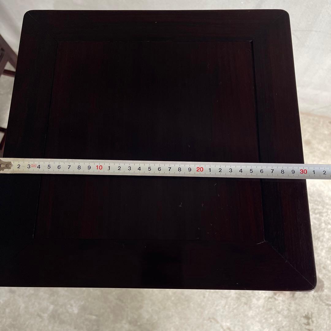 中国美術 古唐木造 透彫花台 如意巻足 正方高卓 盆栽台 香炉台 紫檀黄花梨