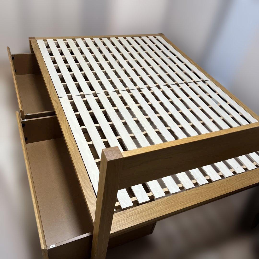無印良品（MUJI）木製ベッドフレーム・ダブル　ベッド下収納付き