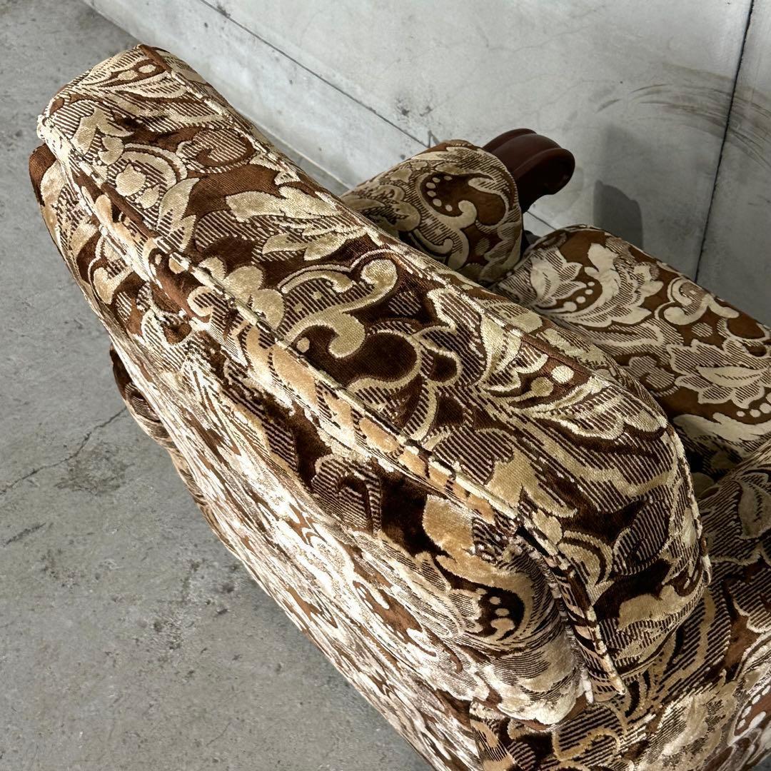 ✿70s✿昭和レトロ ヴィンテージ1人掛けソファ 金華山✕無垢調アーム