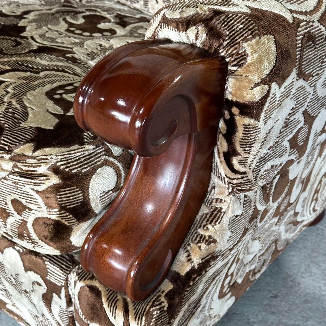 ✿70s✿昭和レトロ ヴィンテージ1人掛けソファ 金華山✕無垢調アーム