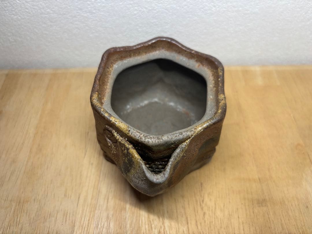 68.備前焼 宝瓶 登り窯 亀 カメ かめ 六角 手びねり 急須