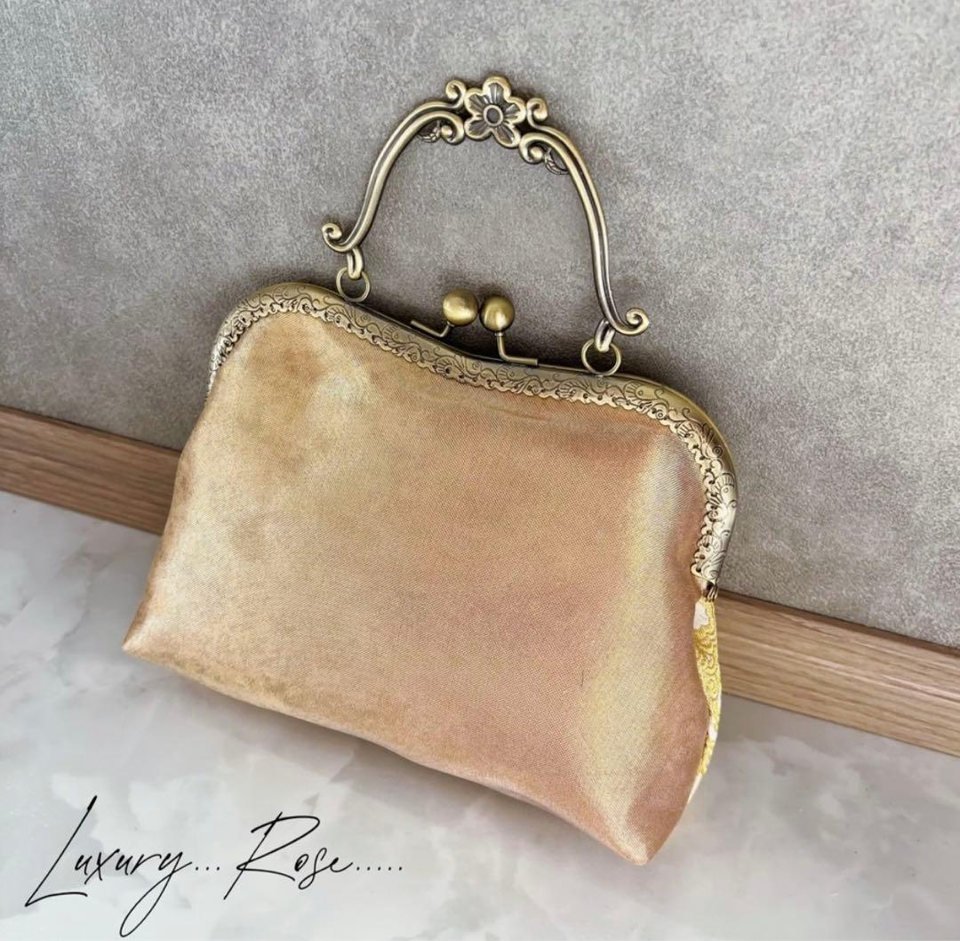 1点限定！5種パッチワーク♡幻想的なセピアの世界優しいゴールド箔の煌めき帯バッグ