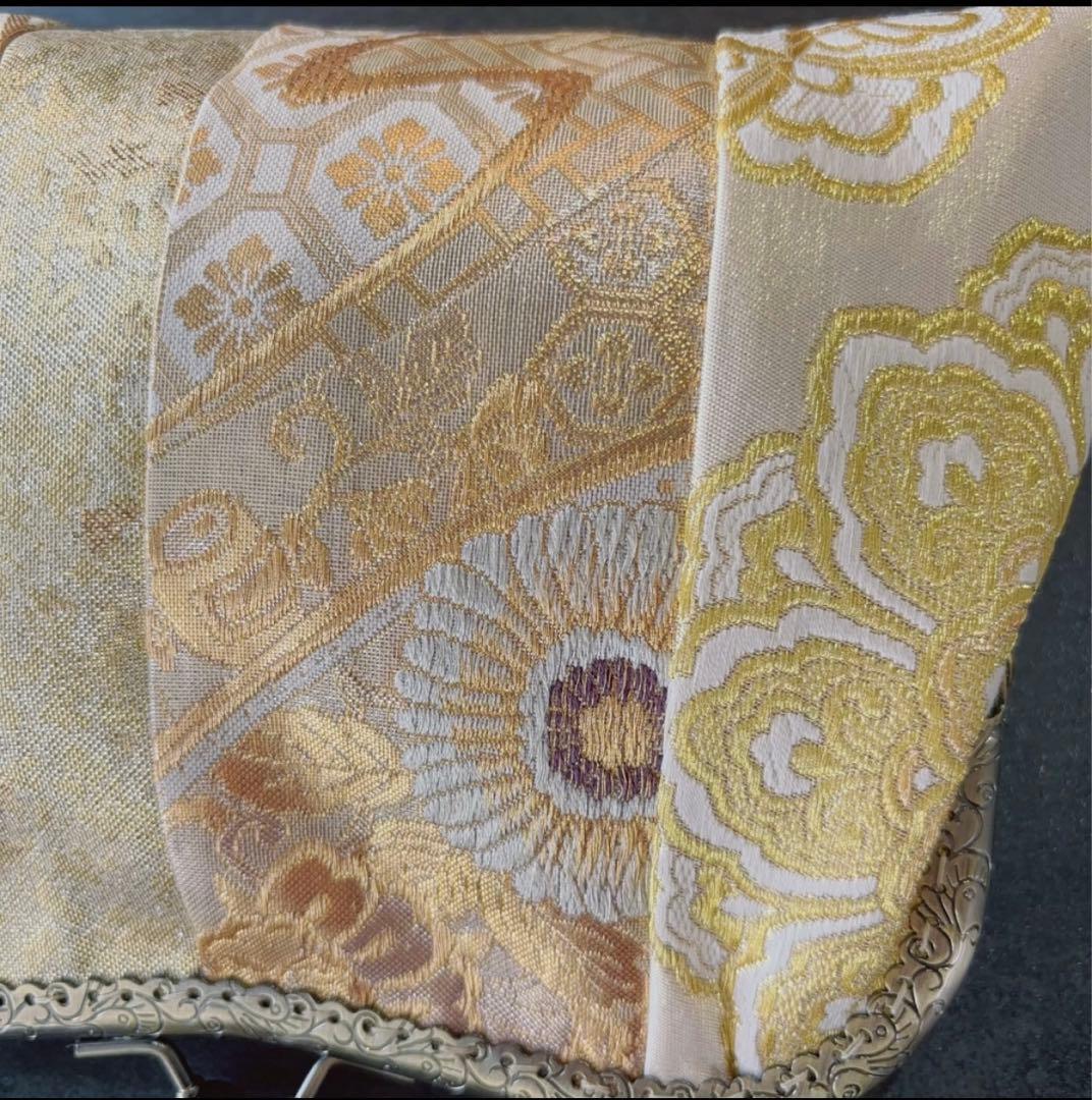 1点限定！5種パッチワーク♡幻想的なセピアの世界優しいゴールド箔の煌めき帯バッグ