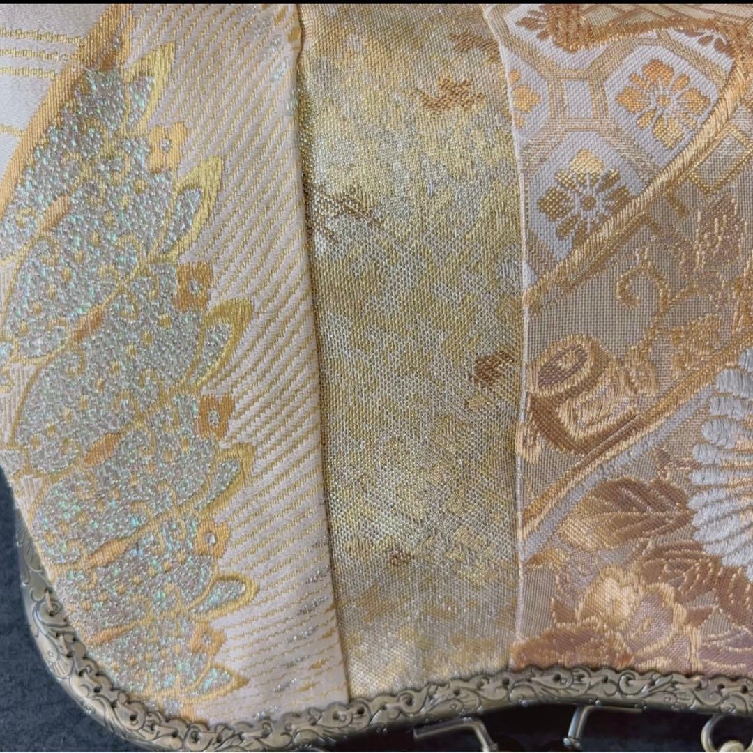 1点限定！5種パッチワーク♡幻想的なセピアの世界優しいゴールド箔の煌めき帯バッグ