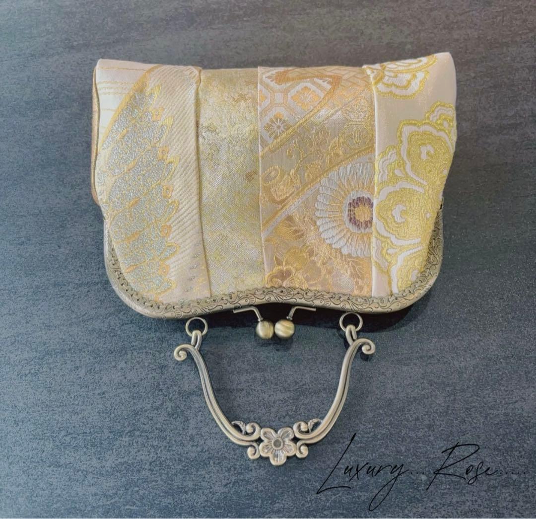 1点限定！5種パッチワーク♡幻想的なセピアの世界優しいゴールド箔の煌めき帯バッグ