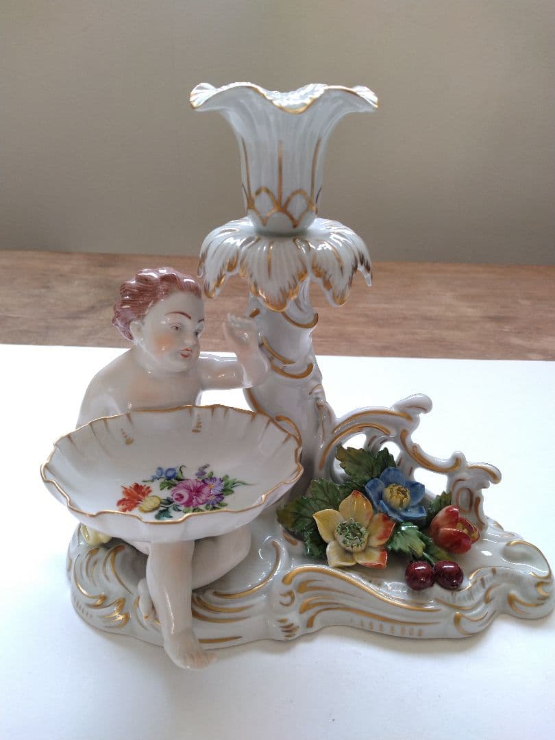 希少 Dresdenドレスデン カールティーメ工房　　天使の燭台ペア キャンドル