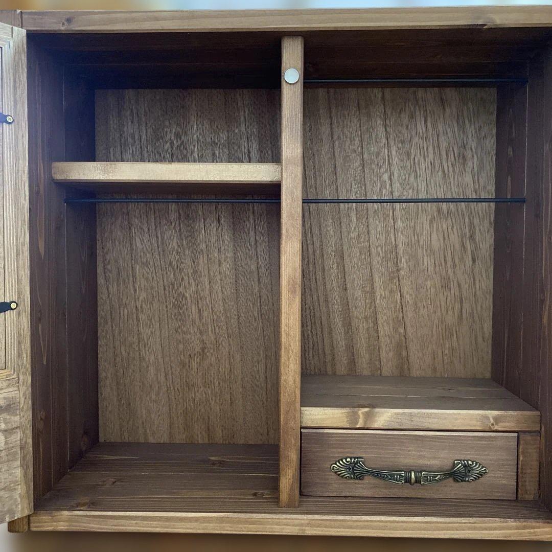 ribo　人形用木製収納ケース(引出・棚付き)　ハンドメイド　ブライス