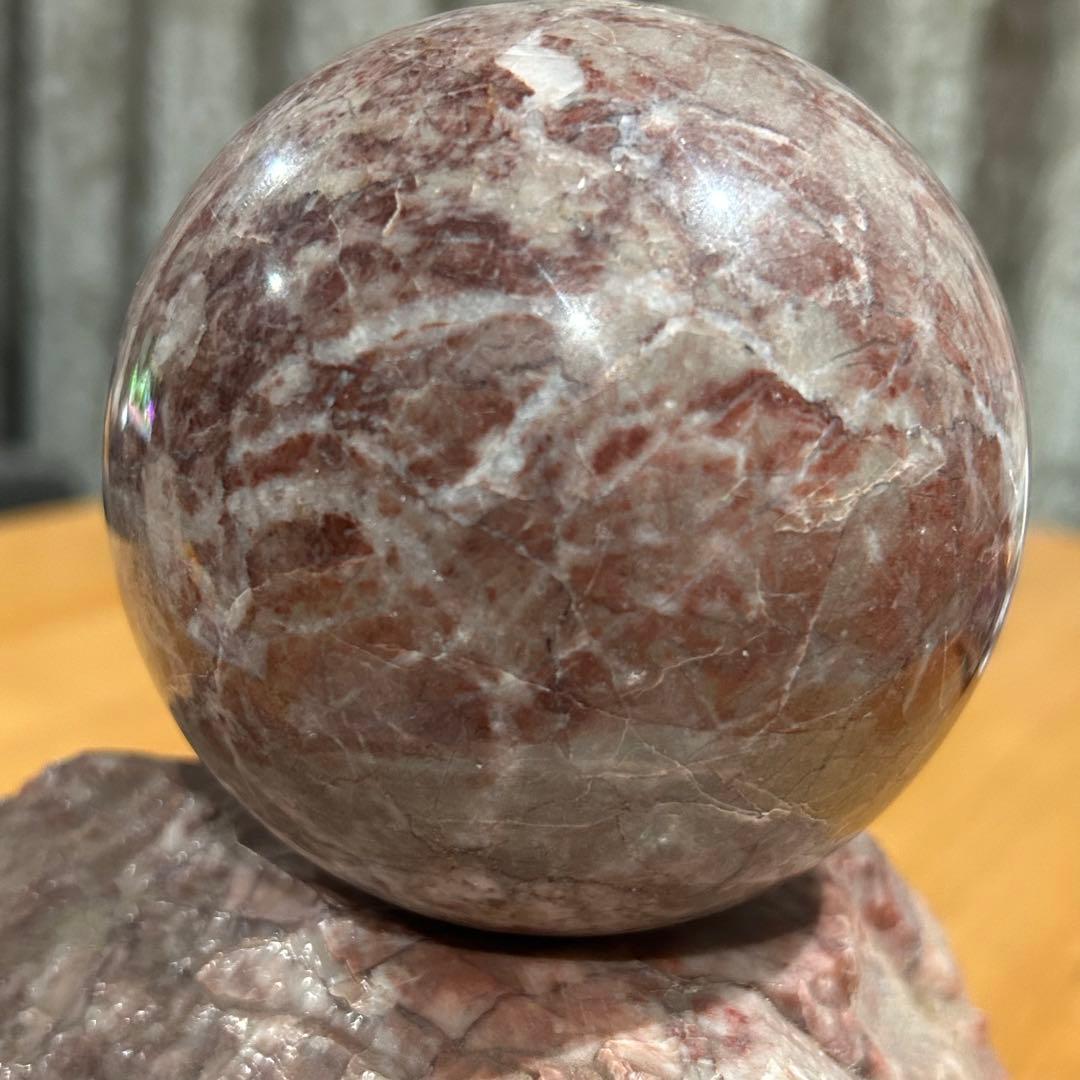 天然石　ジャスパー？　スフィア　原石台座