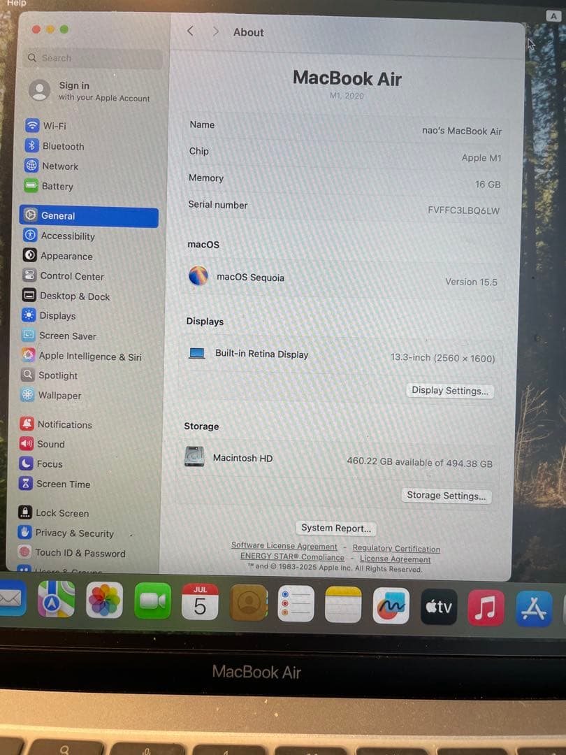 MacBook Air (M1, 2020) メモリ 16GB /日本語配列