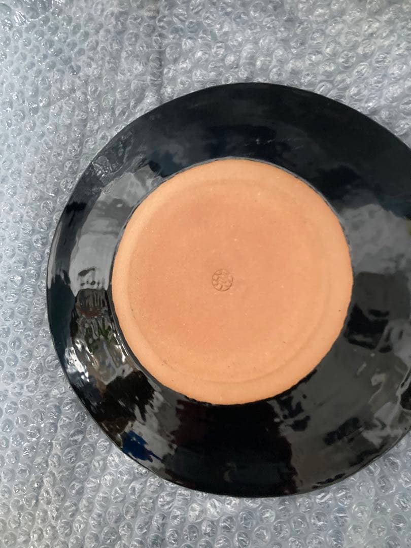 清水焼窯元陶あん　黒塗紅白椿八寸皿