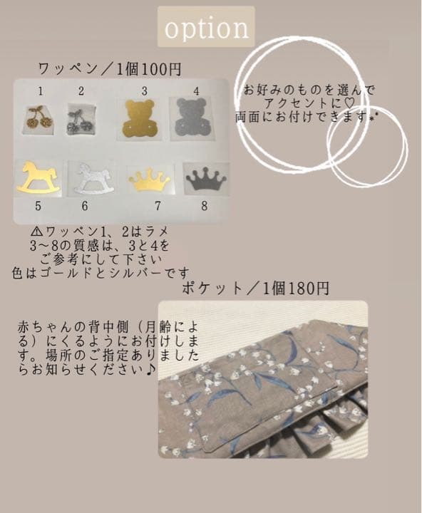 生地一覧①  ※②は別ページです。オプションメニュー