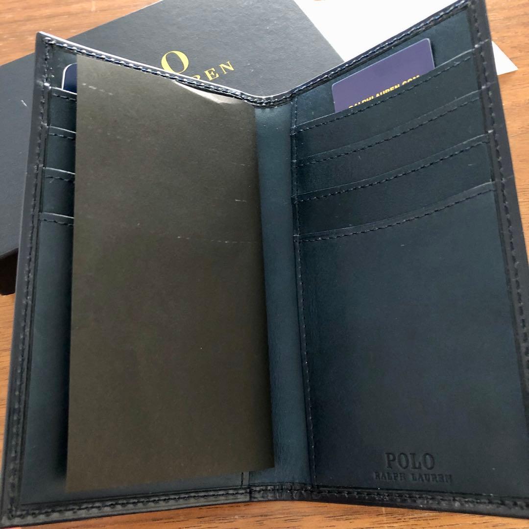 新品ラルフローレン　エイジングを楽しむ高級感ある上品ネイビー革スマート財布　希少