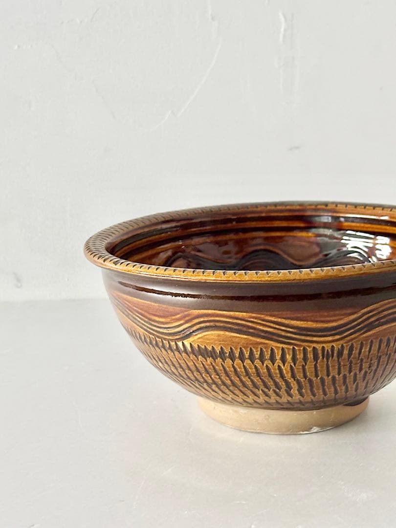 【美品】小鹿田焼　7寸深鉢　飛び鉋