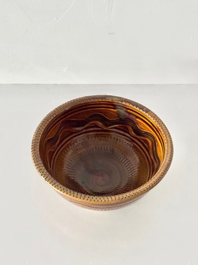 【美品】小鹿田焼　7寸深鉢　飛び鉋