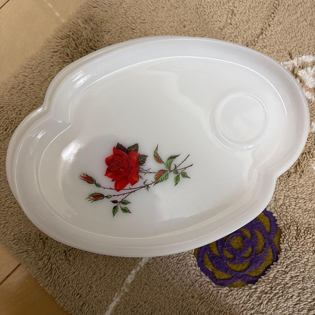 ヴィンテージミルクガラス　ファイヤーキング　 デザートプレート食器セット