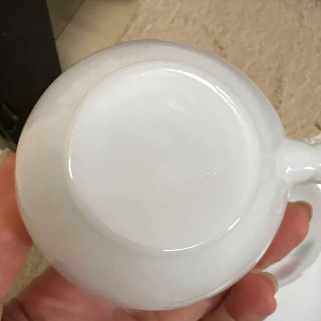 ヴィンテージミルクガラス　ファイヤーキング　 デザートプレート食器セット