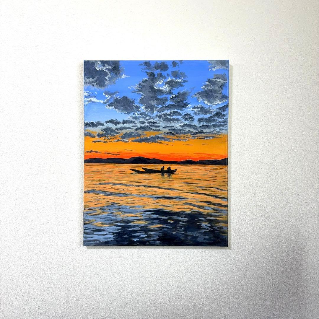 【C】夕日の2人｜F6サイズ｜感謝価格｜海好きの方