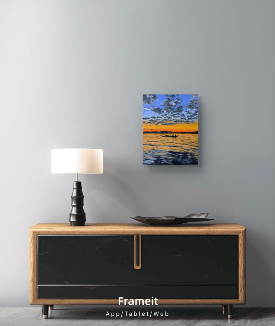 【C】夕日の2人｜F6サイズ｜感謝価格｜海好きの方