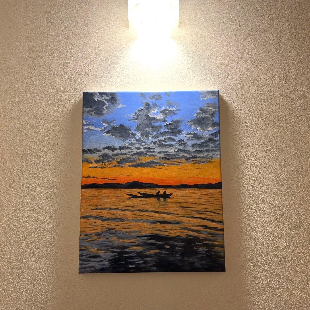 【C】夕日の2人｜F6サイズ｜感謝価格｜海好きの方