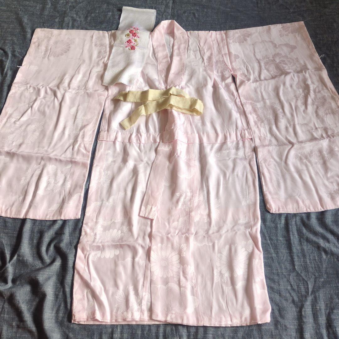 七五三　正絹　着物　鹿の子　総絞り　赤　白　７歳　フルセット