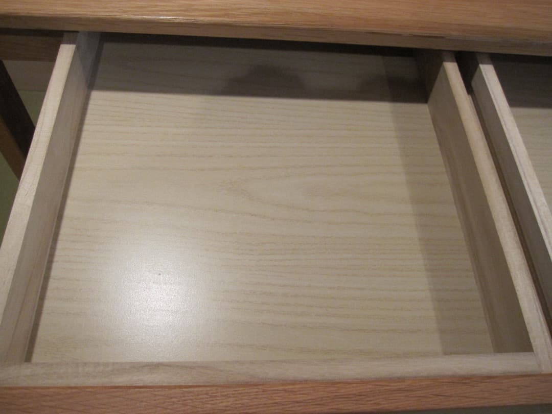 無印良品　オーク無垢材デスク 上棚付き 2引き出し 足元本棚